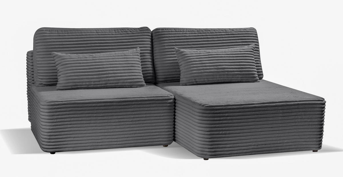 ECKSOFA Amsterix Grau, mit Schlaffunktion - Grau, Textil (213/158cm) - Bettso