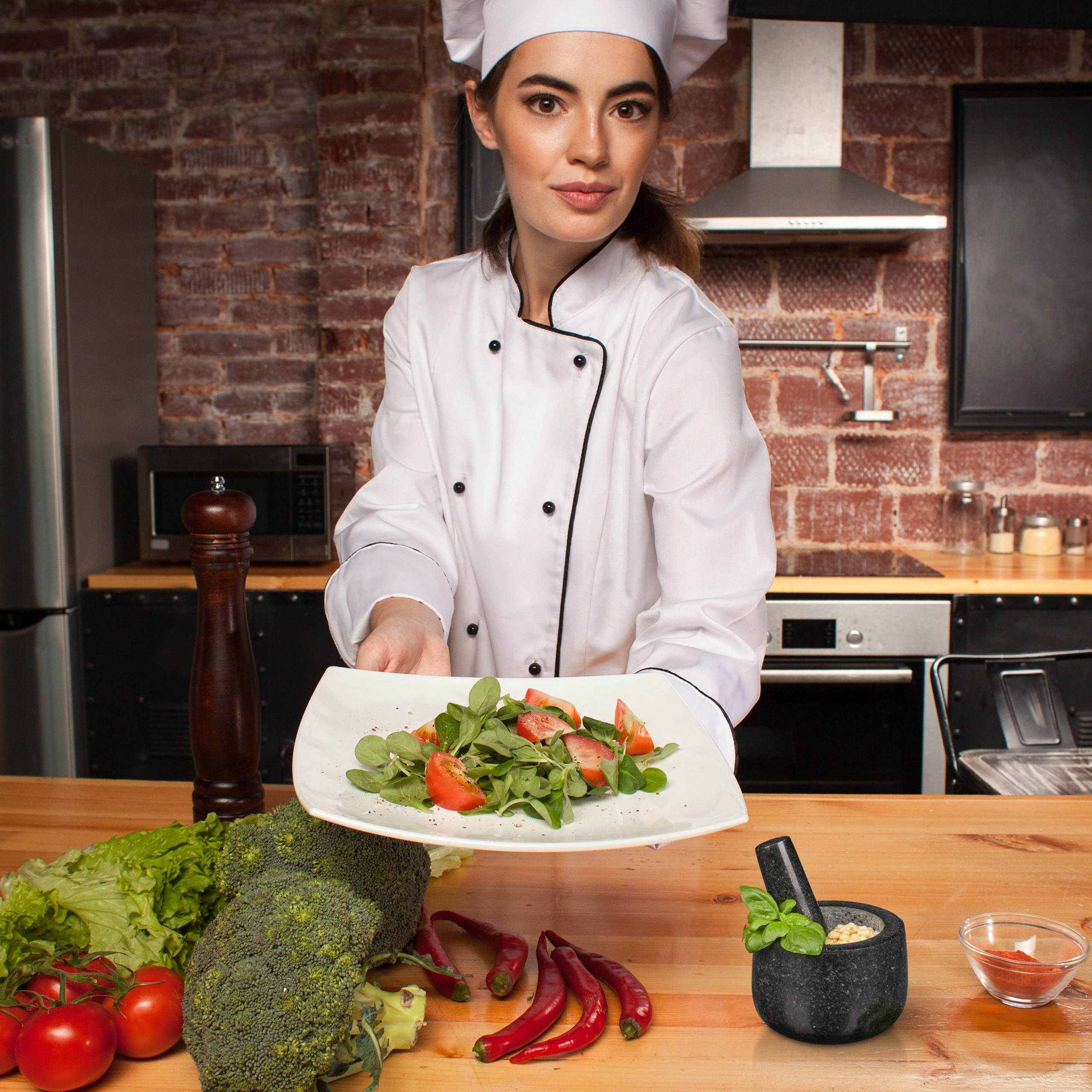 MÖRSER - Schwarz, Stein (12/8.5/12cm) - Relaxdays