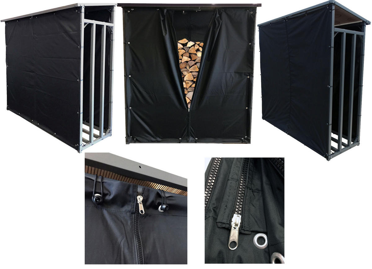 KAMINHOLZREGAL Außen 2 Stück 130x70x185 cm Metall Anthrazit mit Wetterschutz 3,2 m³ / 5 SRM - Anthrazit/Schwarz, Metall (130/185/70cm) - QUICK STAR