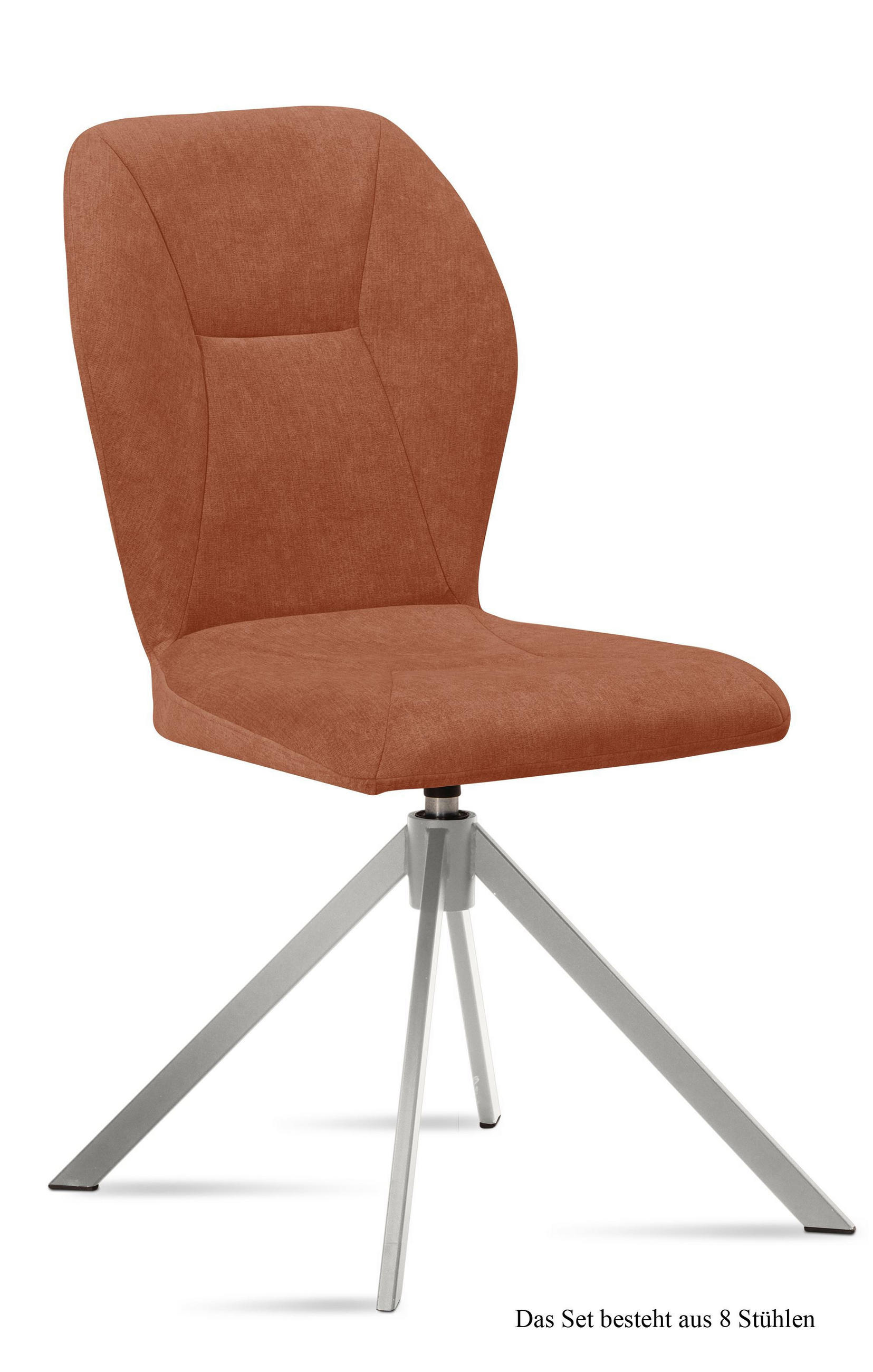 ESSZIMMERSTUHL drehbar (8er-Set) Deandra 51x92x60 Edelstahl/Cognac - Edelstahlfarben/Cognac, Kunststoff (60/92/51cm) - 58aufmkessel