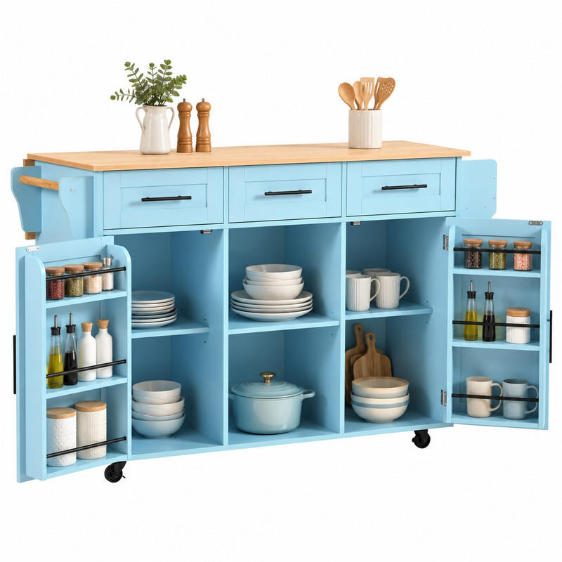 Beauniv Küchenwagen Blau 46x91.5x139 cm