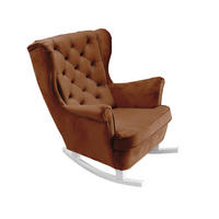 SCHAUKELSESSEL mit gepolstertem Sitz und Armlehnen, 102x81x95 cm, Dunkelbraun_29828 - Haselnussfarben/Weiß, Holz/Textil (81/102/95cm) - DomoHome