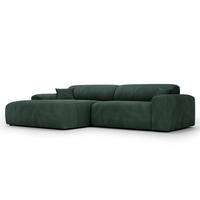 ECKSOFA mit Longchair - Cord - Schwarz/Grün, Kunststoff/Textil (284/178cm) - home24