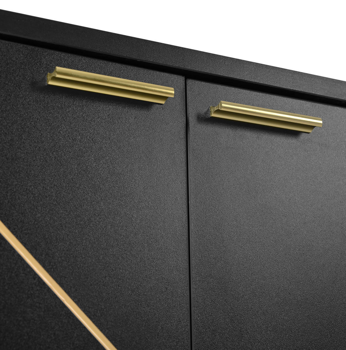 SIDEBOARD in Schwarz Standschrank mit 4 Türen & Metallfüßen für Wohnzimmer, TV-Bereich, B150/T40/H80cm - Goldfarben/Schwarz, Holzwerkstoff/Metall (150/80/40cm) - STILVORA