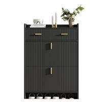 SCHUHSCHRANK 75x24x108.5cm Schwarz mit 2 Schubladen - Schwarz, Holzwerkstoff (75/108.5/24cm) - FLIEKS