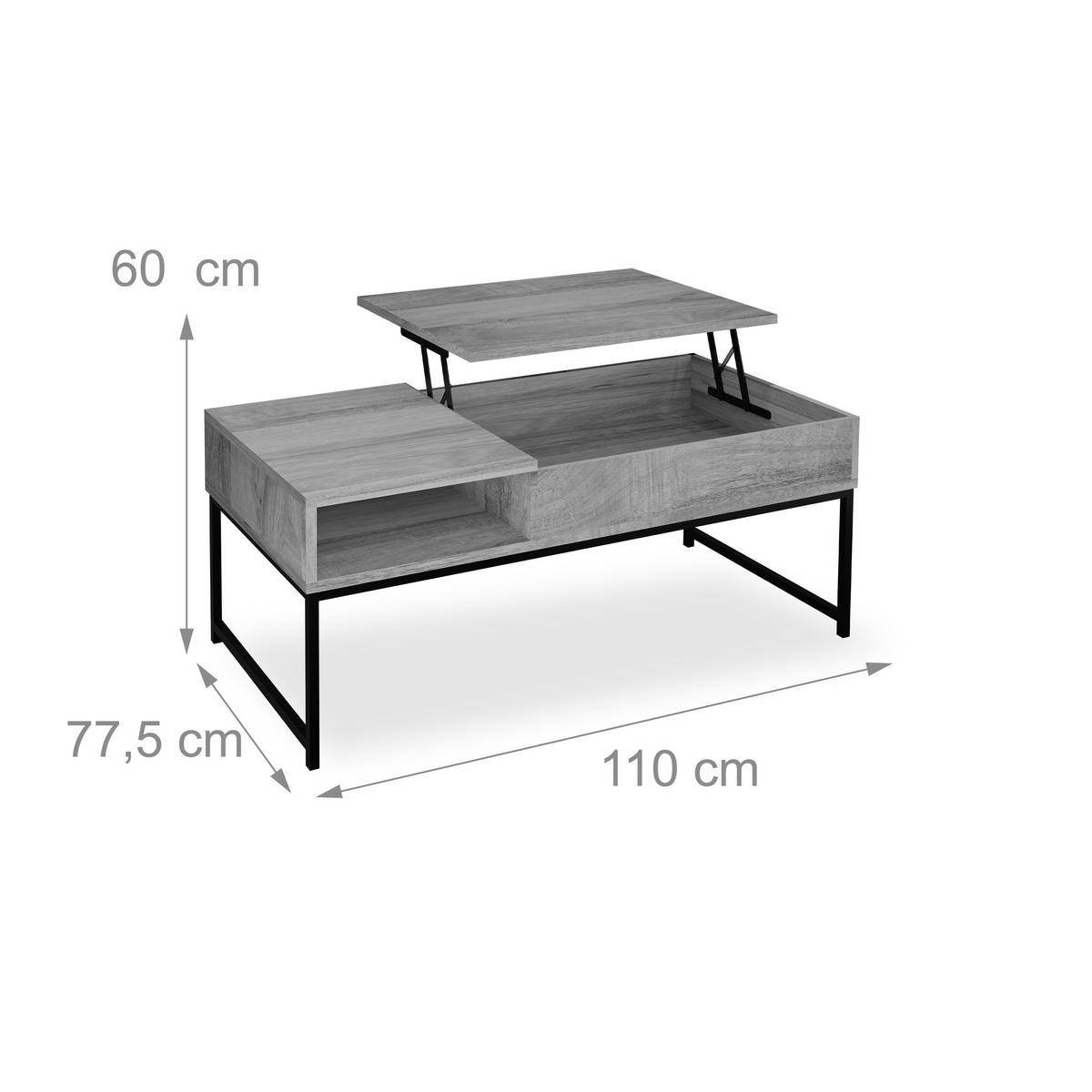 COUCHTISCH - Dunkelbraun, Holzwerkstoff/Metall (50/110/56cm) - Relaxdays