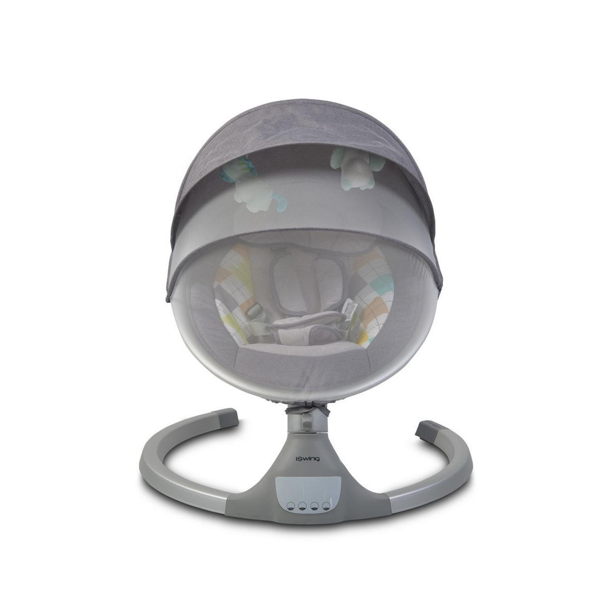 BABYWIPPE iSwing hellgrau Bluetooth, Musikfunktion, Fernbedienung, Moskitonetz, USB-Anschluss - Grau, Metall - Cangaroo