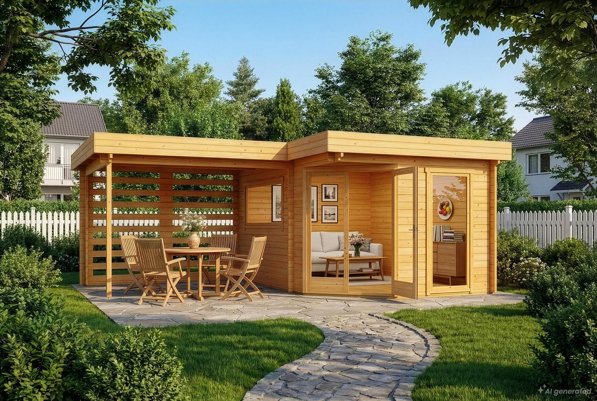 GARTENHAUS Holz Pepe Optima - Pinienfarben, Holz (618/230/462cm) - Alpholz