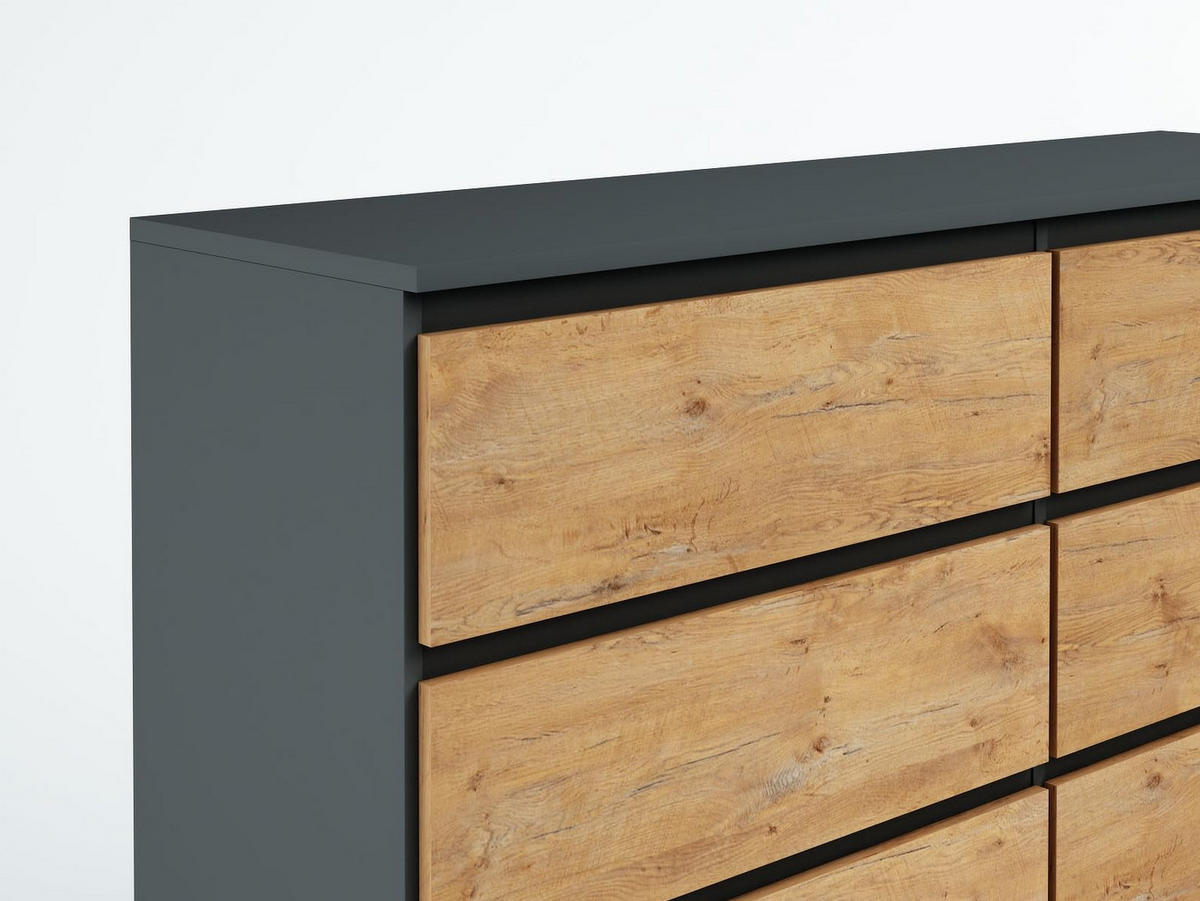 KOMMODE 120 Anthracite & Lancelot 120x39x101,5 cm - Anthrazit/Eschefarben, Holzwerkstoff (120/101.5/39cm) - Mobelsta