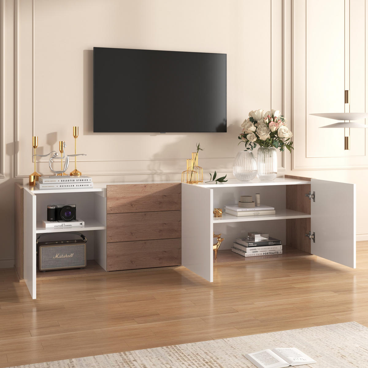TV-ELEMENT Weiß 171.5/35/47 cm - Weiß, Holz (35/47/171.5cm) - Urban Meuble