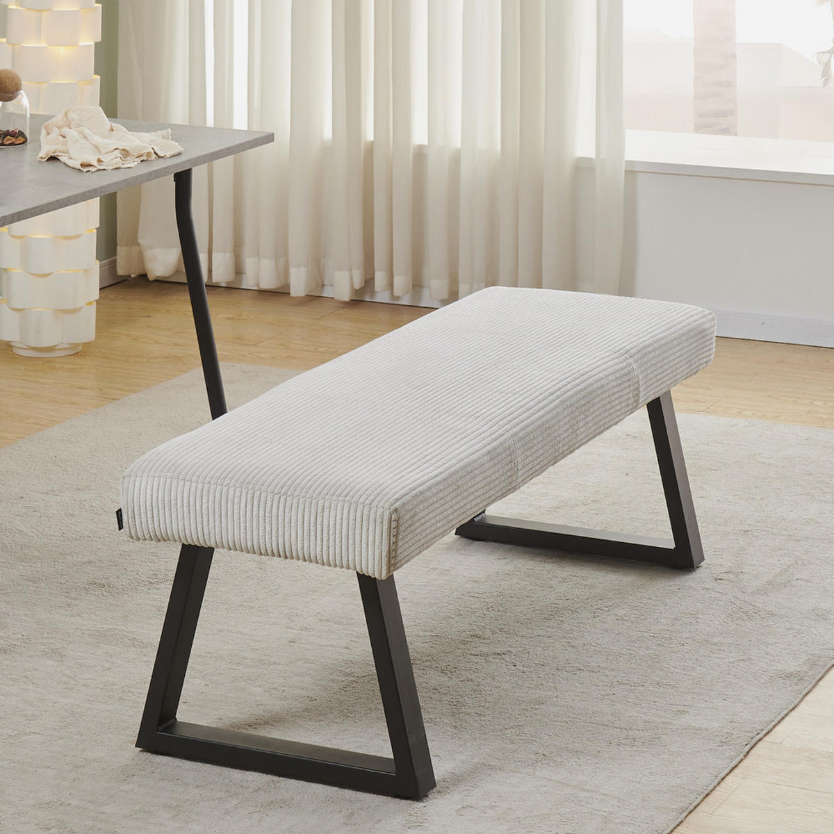 SITZBANK DOLCE - Hellgrau, Textil/Metall (140/48/48cm) - B&D Home