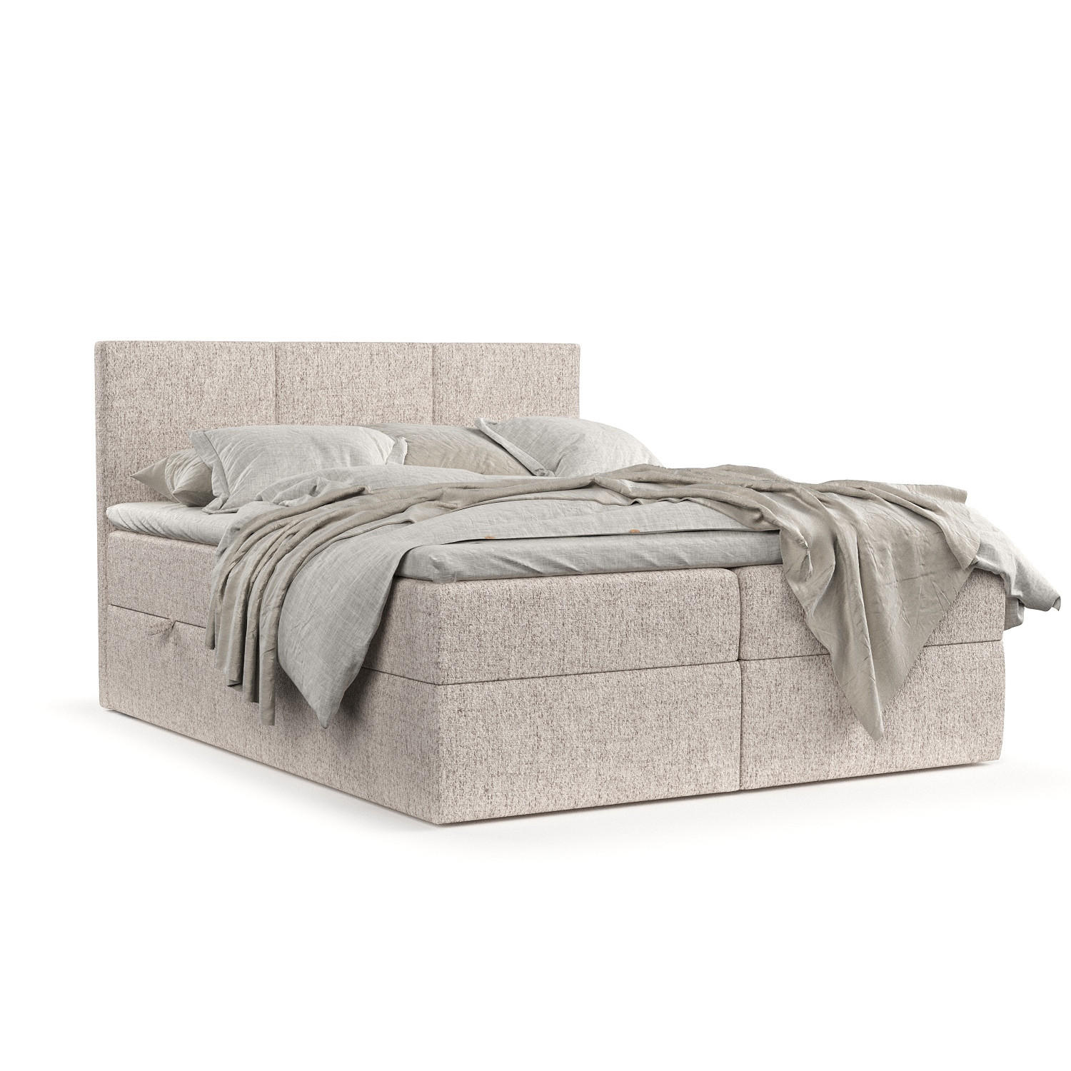 BOXBETT Jonah Hellbraun 200/200 cm im Webstoff - Hellbraun/Schwarz, Holz/Holzwerkstoff (200/200cm) - Maison de Reve