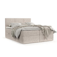 BOXBETT Jonah Hellbraun 200/200 cm im Webstoff - Hellbraun/Schwarz, Holz/Holzwerkstoff (200/200cm) - Maison de Reve