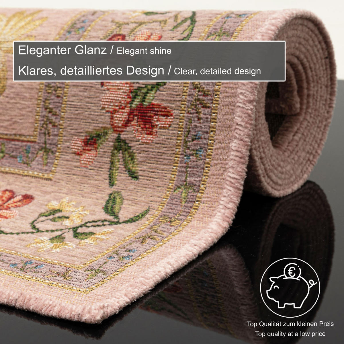 FLACHWEBTEPPICH Flomi Bettumrandung 70x400 cm - Rosa, Textil (70/400cm) - THEKO