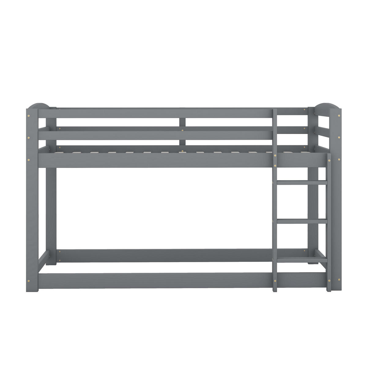 ETAGENBETT 90/200 cm in Grau & Natur Kinderbett aus Kiefer-Massivholz im niedrigen Design - Grau, Holz (90/200cm) - STILVORA