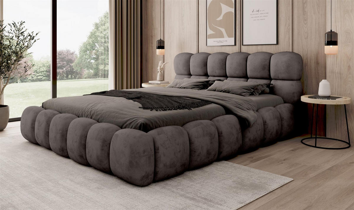 POLSTERBETT Aurelia Komplettset - Anthrazit, Holzwerkstoff/Textil (180/200cm) - Fun Möbel