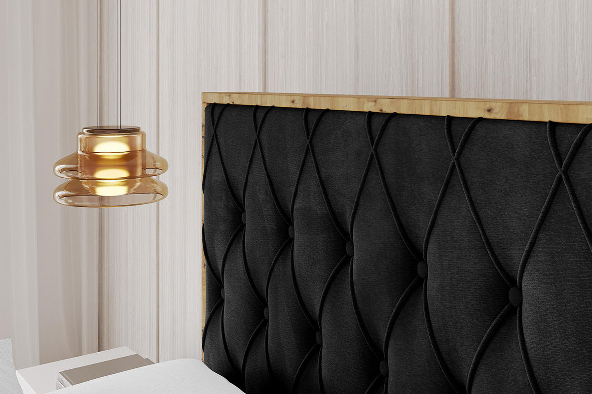 POLSTERBETT mit Bettkasten, Fußteil und Lattenrost, Boxbett ohne Matratze - ENZO5-Z 200x200 Schwarz - Schwarz, Holzwerkstoff/Textil (200/200cm) - ALTDECOR