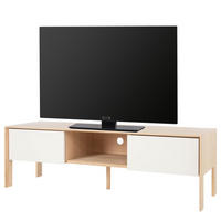 TV-LOWBOARD - Eiche teilmassiv - Mushroom Creme / Eiche Hell - Eichefarben/Creme, Holz/Holzwerkstoff (140/44/45cm) - home24