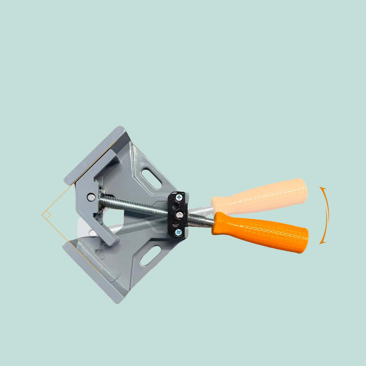 WINKELSPANNER Grau Orange 4er-Set Aluminium 90° - Grau, Kunststoff/Metall (3.8/15.5/27cm) - Relaxdays