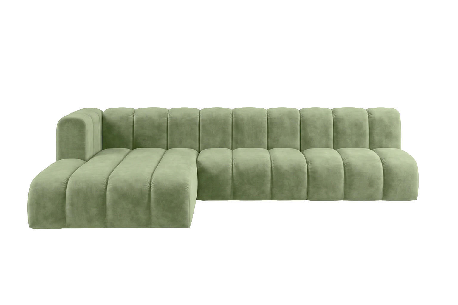 ECKSOFA Modulares In L-Form, Velvet-Stoff Riviera, Olive, Links, GRAND 295 cm - Olivgrün, Holz (295/179cm) - Kaiser Möbel