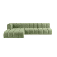 ECKSOFA Modulares In L-Form, Velvet-Stoff Riviera, Olive, Links, GRAND 295 cm - Olivgrün, Holz (295/179cm) - Kaiser Möbel