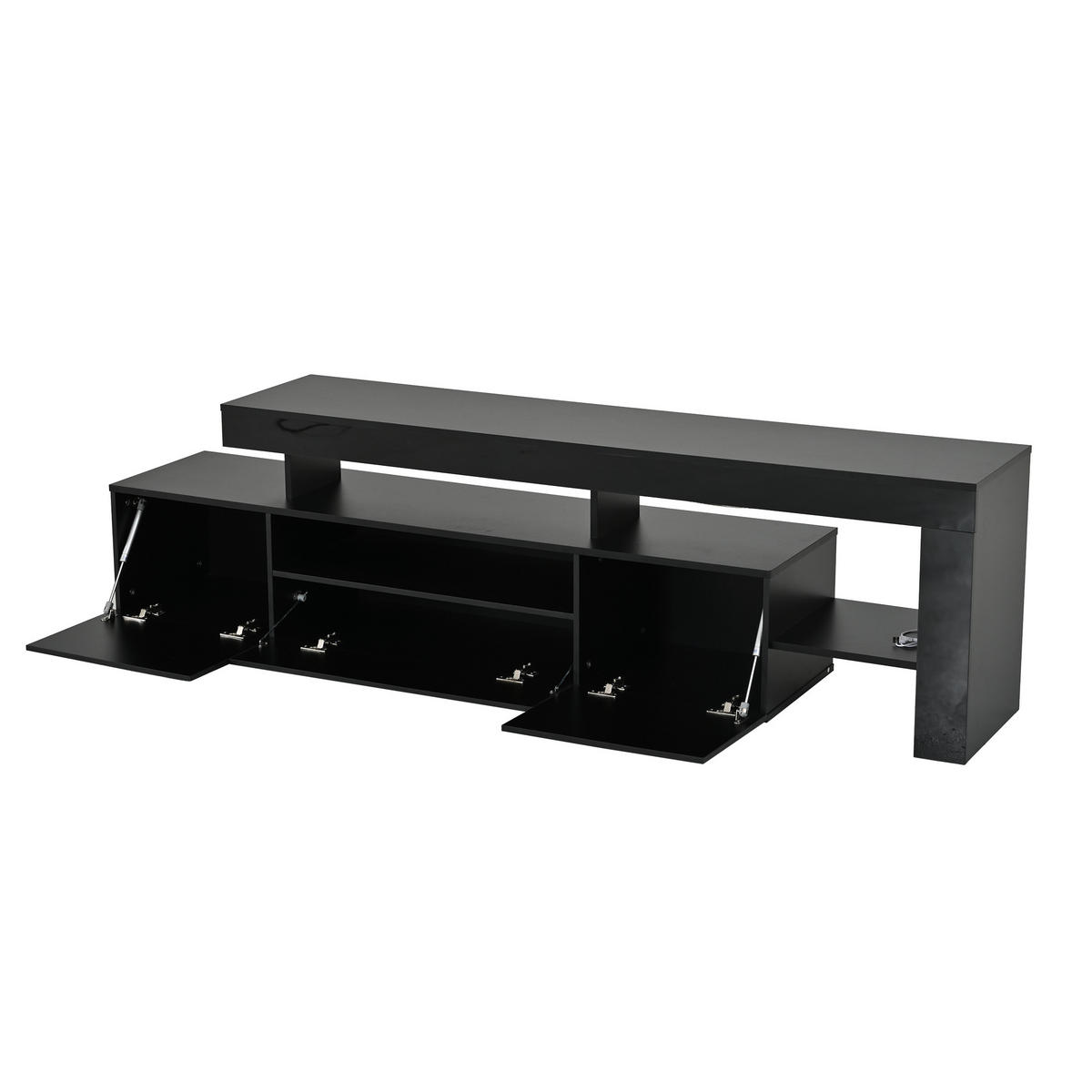 LOWBOARD DE-40375 3 Schränke mit LED und Hochglanz Schwarz - Schwarz, Holzwerkstoff (192/53/37cm) - ComfortXL