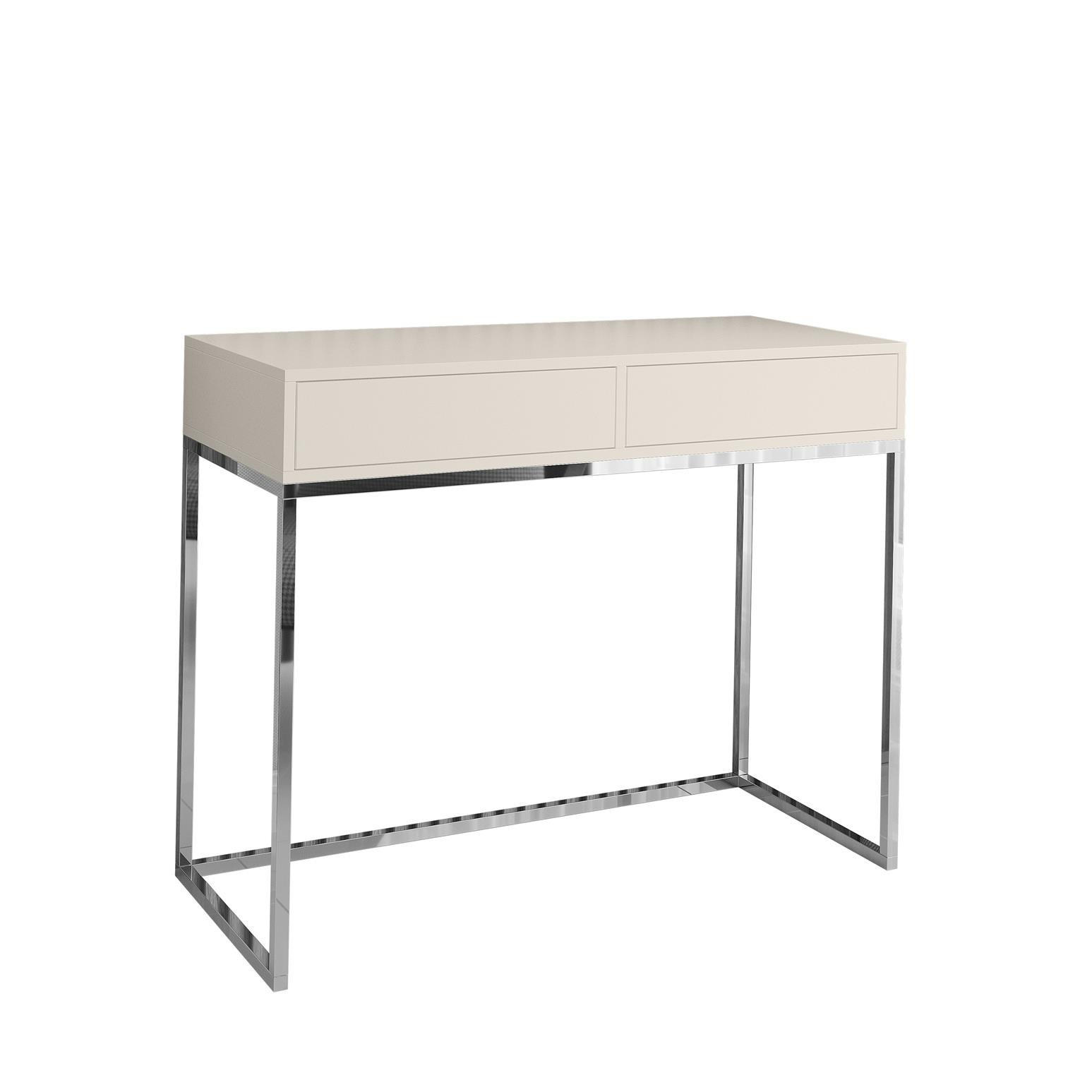 SCHMINKTISCH Cubic 80 Kaschmir, mit Chromgestell - Kaschmir/Chromfarben, Holzwerkstoff/Metall (35/80/80cm) - Bettso