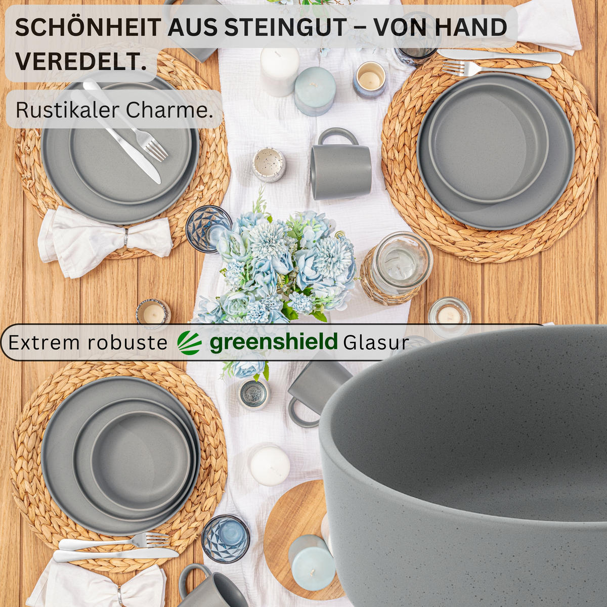 SCHALEN LEEDS SHADOW - 6 teilig aus Steingut - Grau, Stein (16.5/16.5/6.5cm) - Sänger