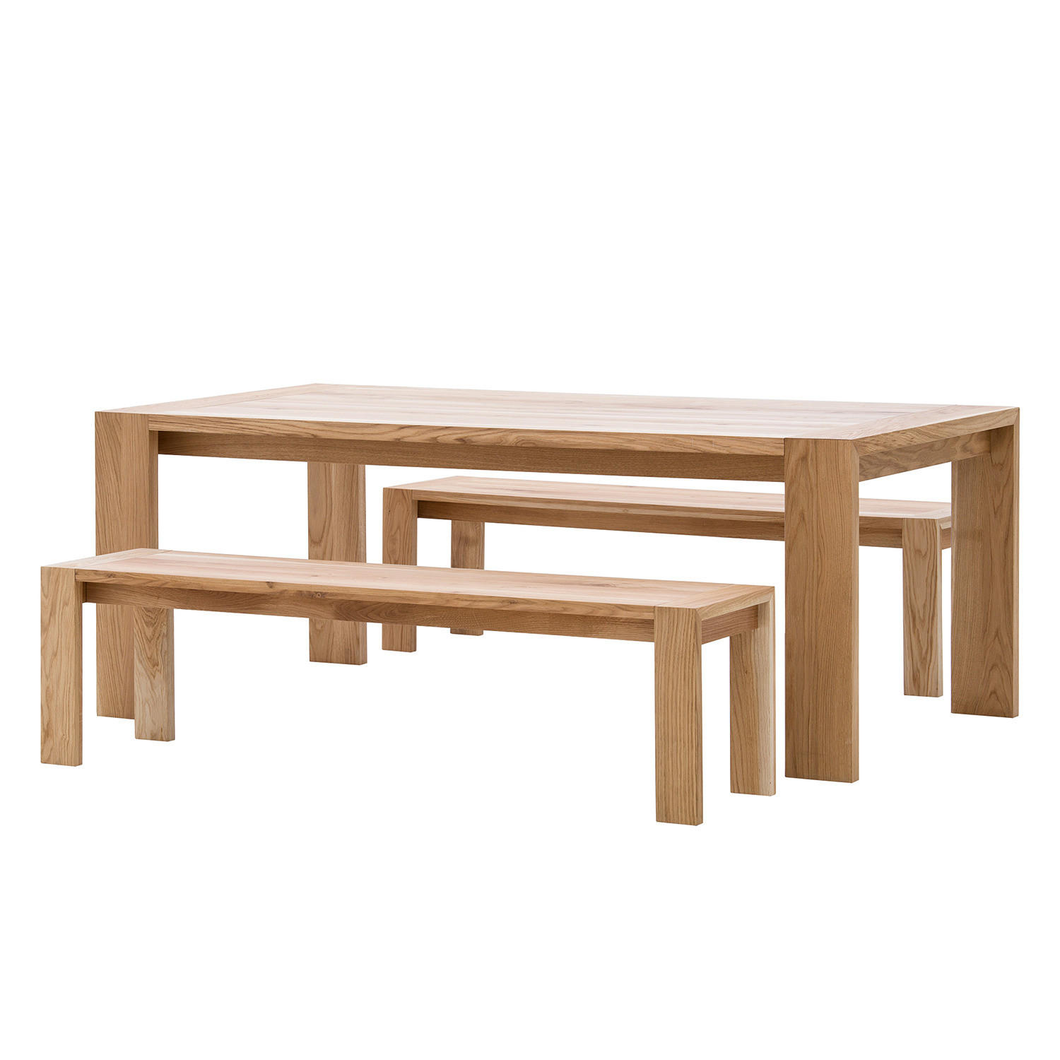 SITZBANK - Eiche massiv - Eichefarben, Holz (185/45/39cm) - home24