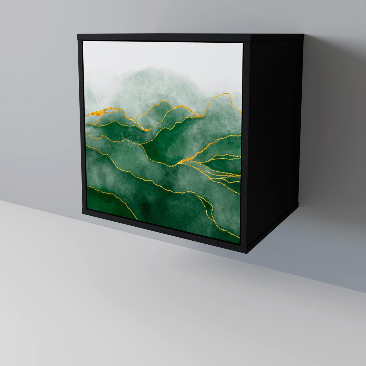 SIDEBOARD EXPENSIVE NATURE, Schwarz, 57,5x42x67,5 cm, Schwarze Metall-Rahmenfüße - Multicolor/Schwarz, Holzwerkstoff/Metall (57.5/67.5/42cm) - SpaceRebels