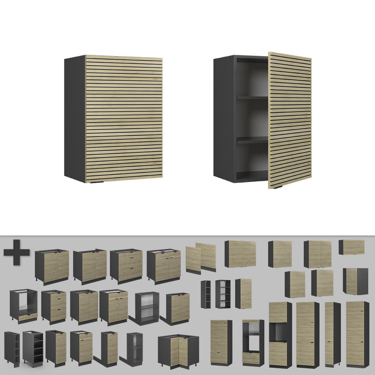 VĚŠÁK NA STĚNU Fame-Line Dubový panel - antracitová/barva dubu, kompozitní dřevo (50/72/34.1cm) - Vicco