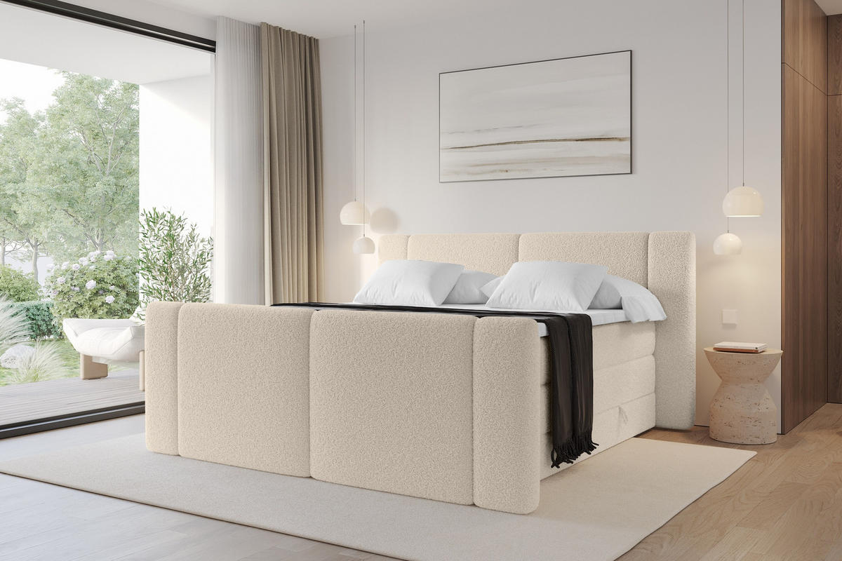 BOXSPRINGBETT mit Matratze H3/H4 - EVON KING Zanozek - 140x200 cm Dunkelbeige - Cappuccino, Holzwerkstoff (140/200cm) - ALTDECOR