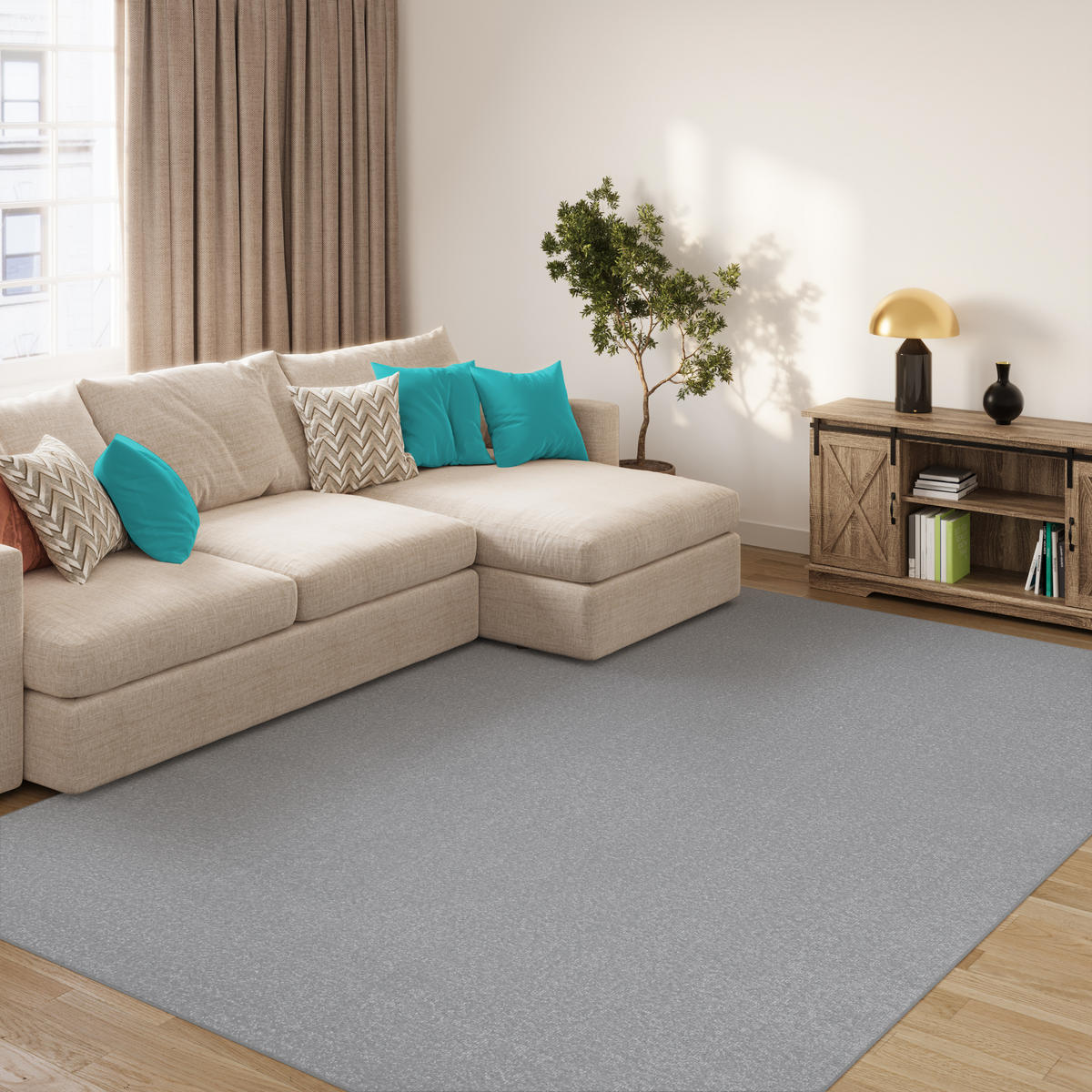 TEPPICH Mono Hellgrau 300/400 cm - Hellgrau, Kunststoff (300/400cm) - Tapiso