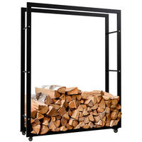 KAMINHOLZREGAL 100/25/125 cm Metall schwarz - Schwarz, Metall (100/125/25cm) - CLP