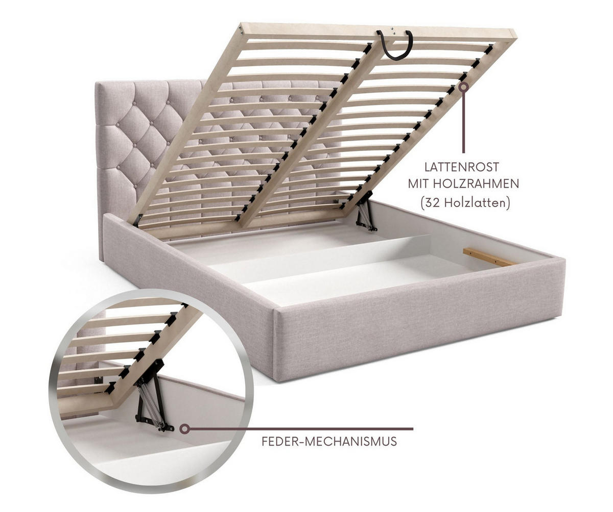 POLSTERBETT BEZA IV - Braun - Beige, Holz/Textil (140/200cm) - AN-Moebel 4u