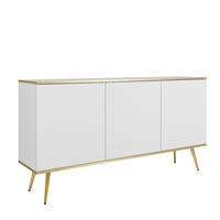 SIDEBOARD BANFF KOM1-3D Goldene Metallbeine, Weiß - Weiß, Holzwerkstoff/Kunststoff (160/85/39cm) - Komodee