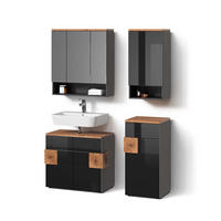 BADMÖBEL-SET Tanaro Anthrazit 4 Teile - Anthrazit/Eiche Artisan, Holzwerkstoff (73/64/37cm) - Livinity®