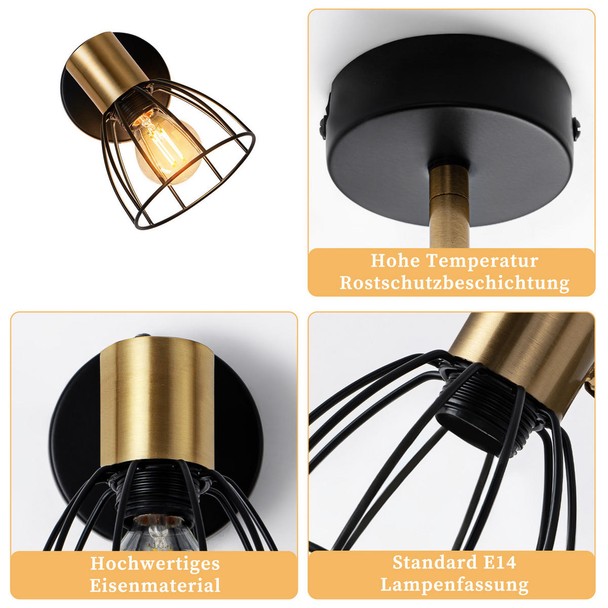 WANDLEUCHTE Veyra 10/13.5/14 cm - Schwarz, Metall (13.5/14/10cm) - ZMH