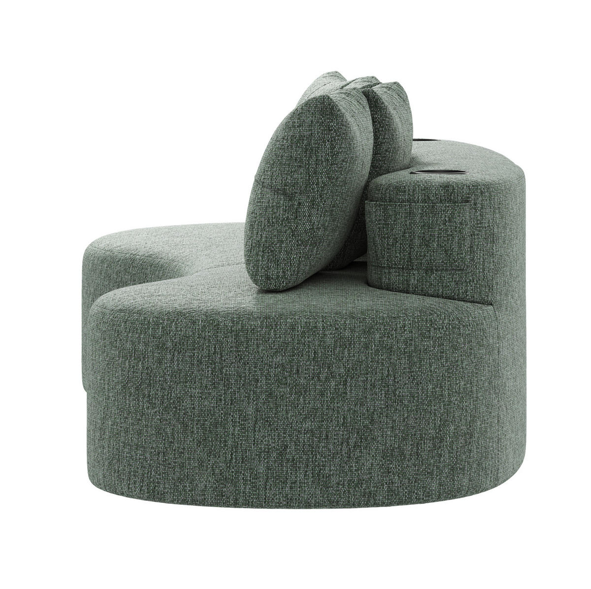 SOFA 240/109/63 cm in Grün aus Leinen mit 4 Kissen, Becherhaltern und Taschen - Grün, Textil (109/63/240cm) - Flora Grace