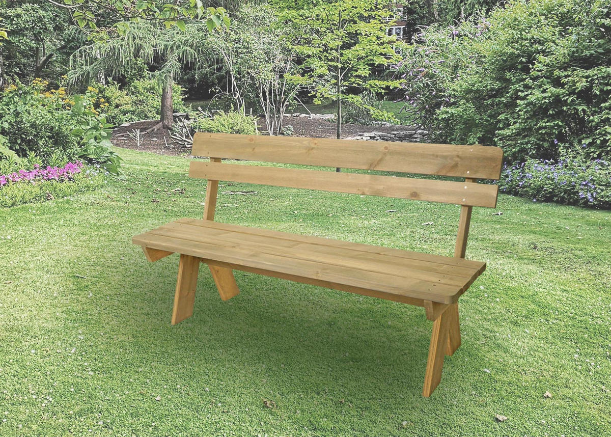 GARTENBANK 86x148x54cm Sitzhöhe 45cm Massiv-Holz 148cm natur - Naturfarben, Holz (148/86/54cm) - PROREGAL