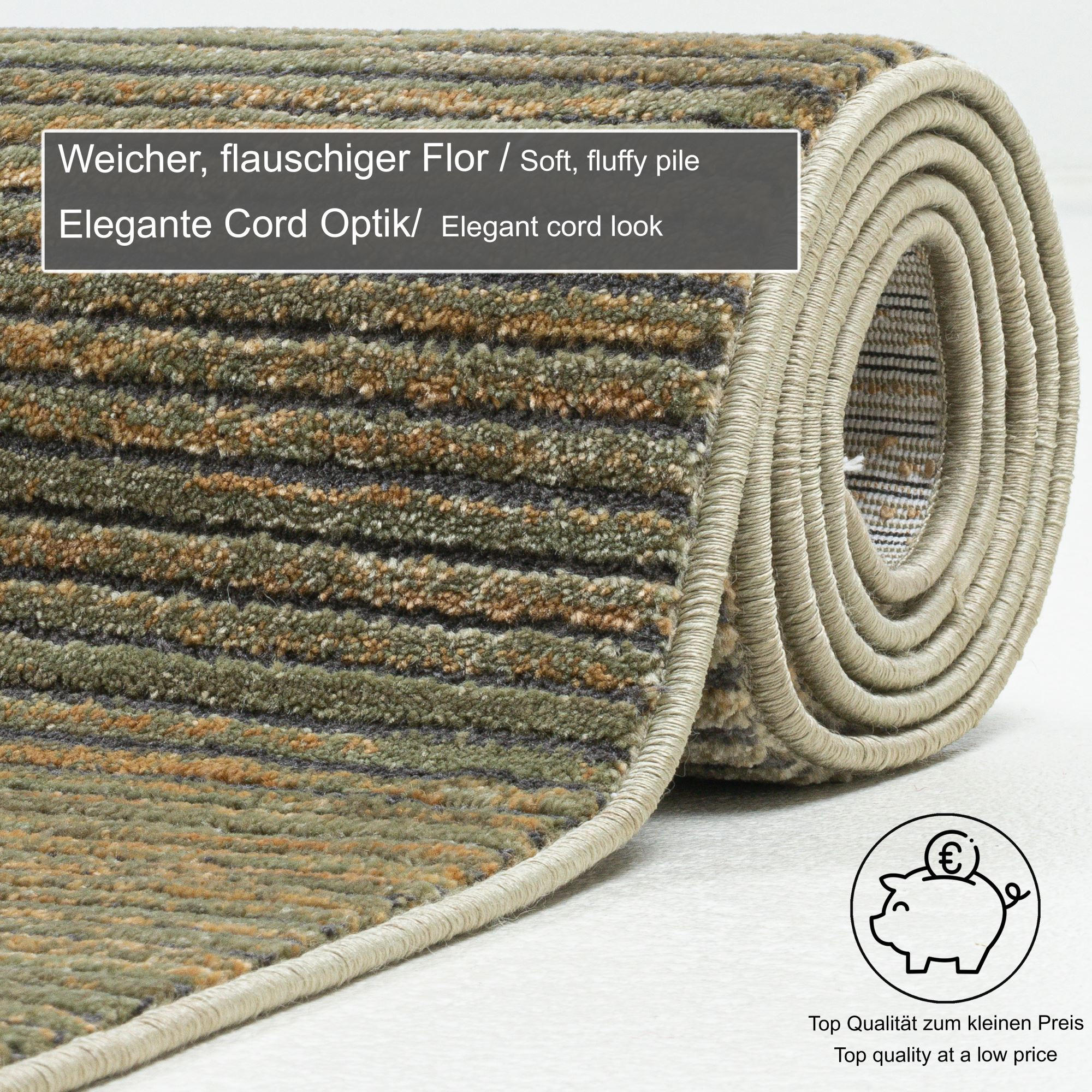 FLACHWEBETEPPICH Corduletta 80x280 cm - Grün, Textil (80/280cm) - Gino Falcone