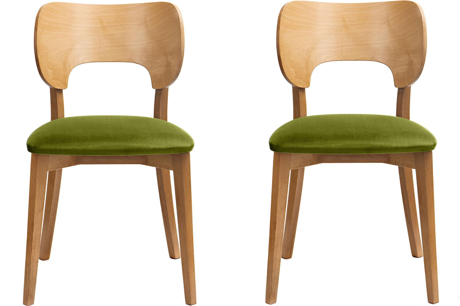ESSZIMMERSTÜHLE LYCO (2er-Set), oliv / Eiche hell - Eichefarben/Olivgrün, Holz/Buchenholz (47/81/45cm) - KONSIMO®