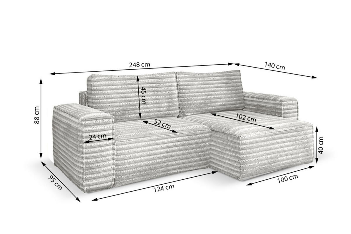 ECKSOFA Schlafsofa Madlen - Schwarz, Holzwerkstoff/Textil (248/140cm) - Fun Möbel