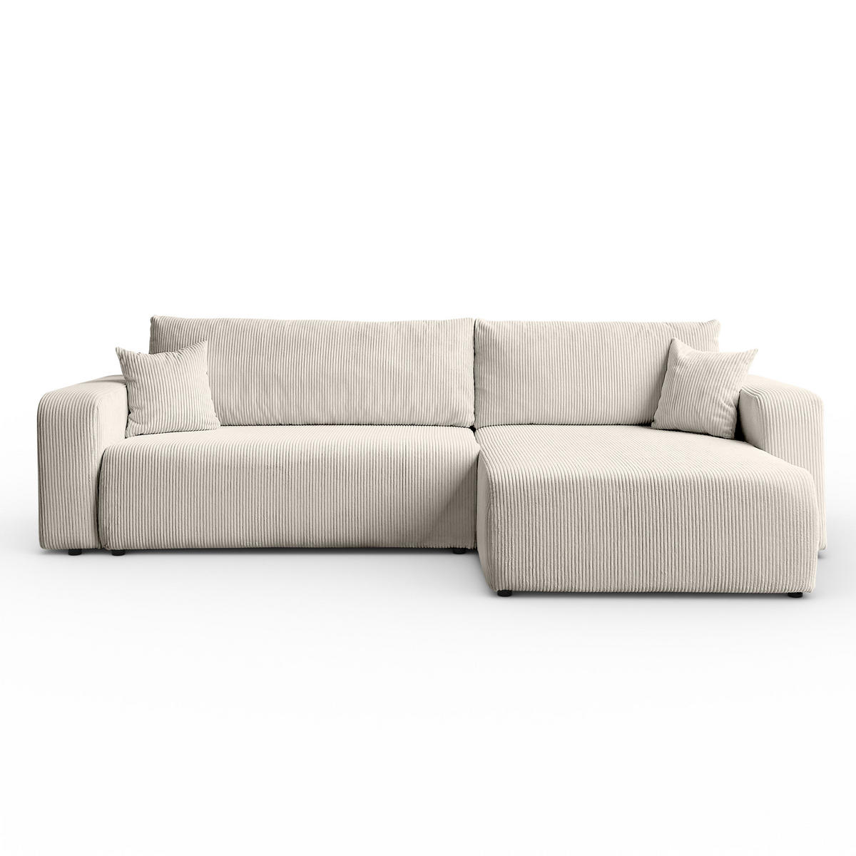 ECKSOFA Sofia in L-Form 277 x 143 cm Schlaffunktion Bettkasten Couch Cord universale Seite, cremig - Creme, Kunststoff (143/83/277cm) - Margaret Hadas24