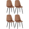 STUHL 4er Set Samt Braun - Schwarz/Braun, Textil/Metall (45/88/54cm) - CLP