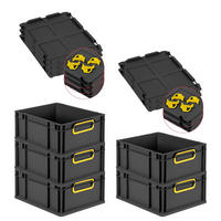 EUROBOX 5x NextGen Color mit Auflagedeckel 17x30x40 cm 16 Liter Schwarz Griffe gelb zu - Gelb/Schwarz, Kunststoff (30/17/40cm) - PROREGAL