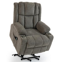 RELAXSESSEL Samt mit Aufstehhilfe, Massage, Wärmefunktion 91/84/106 cm Hellbraun - Hellbraun, Textil (84/106/91cm) - Redom