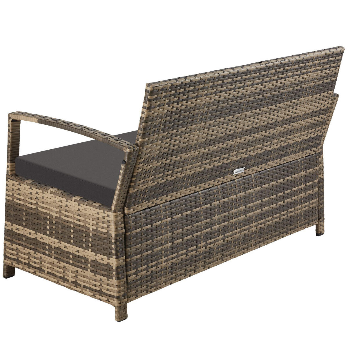 RATTAN-GARTENBANK Vecchia, 128 x 56 x 77,5 cm, inklusive Schutzhülle, natur - Naturfarben, Kunststoff (128/77.5/56cm) - tectake