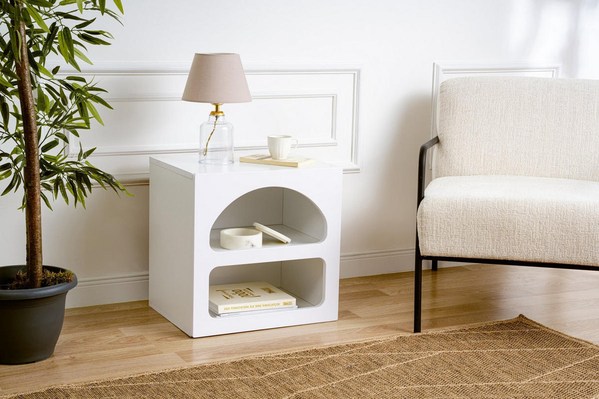 NACHTTISCH lorin weiss - Weiß, Holz (40/50/50cm) - Habitat Garten