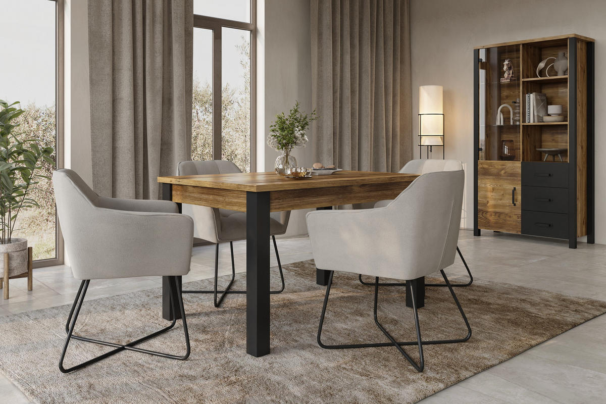 ESSTISCH ALIVO Ausziehbar 130 - 175 / 85 x 77 cm - Schwarz, Holz (130/85/77cm) - MASSENO